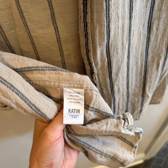 Katin Cotten/Linen blend Button Down Striped Shirt - Picture 4 of 4